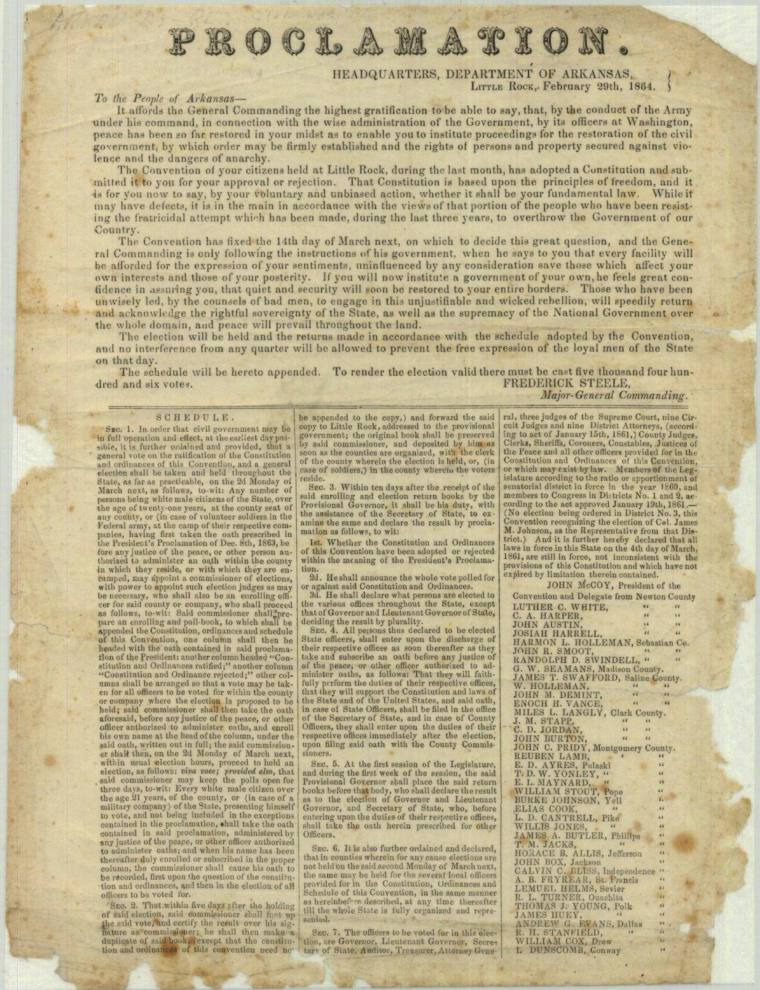 Broadside, Re-Establishing Peace to Arkansas