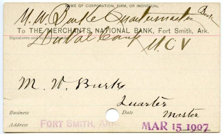 Card, U.C.V. Signature