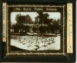 Glass negative of Little Rock High School students