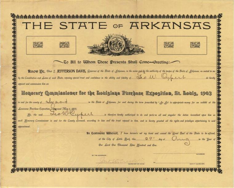 Certificate, Jeff Davis