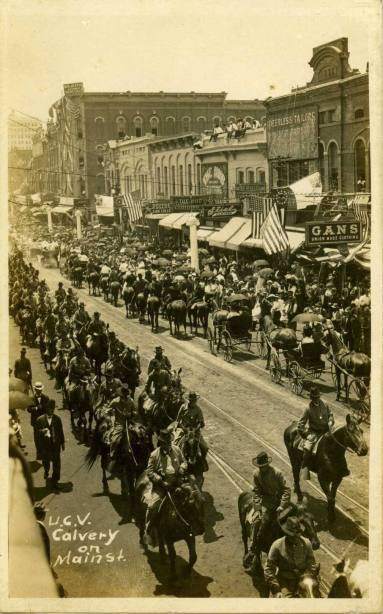 Postcard, 1911 U.C.V. Reunion - Cavalry on Main St.