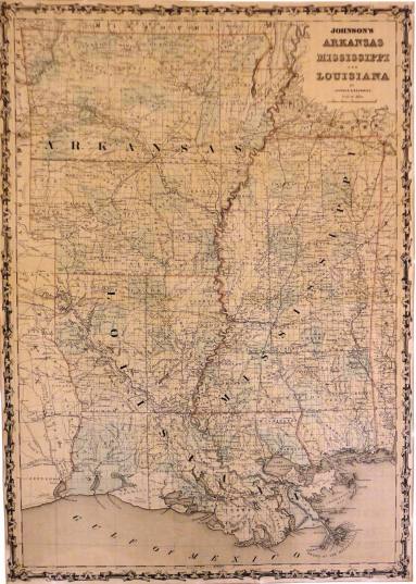 Map - Arkansas, Mississippi, Louisiana