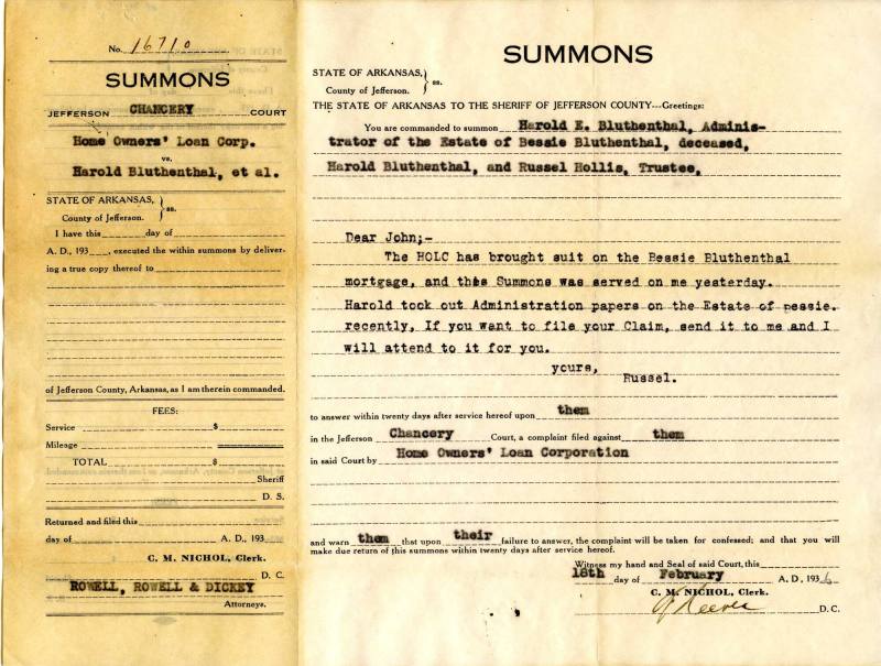 Summons, Court - Jefferson County