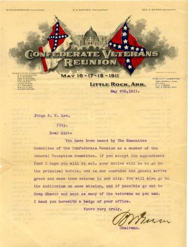 Letter & Envelope, 1911 U.C.V. Reunion - Judge R.E. Lee