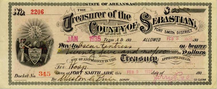 Scrip, Arkansas - Sebastion County, $25 note