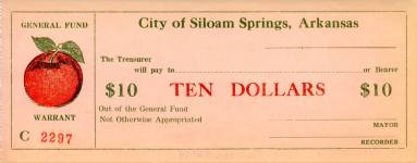 Scrip, Arkansas - Siloam Springs $10 note