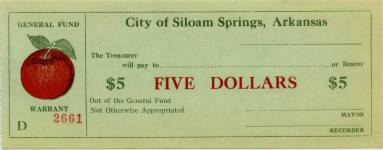 Scrip, Arkansas - Siloam Springs $5 note