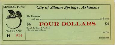 Scrip, Arkansas - Siloam Springs $4 note