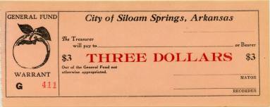 Scrip, Arkansas - Siloam Springs $3 note