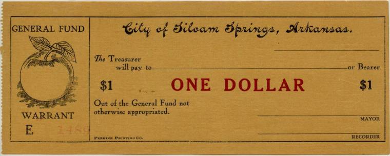 Scrip, Arkansas - Siloam Springs $1 note