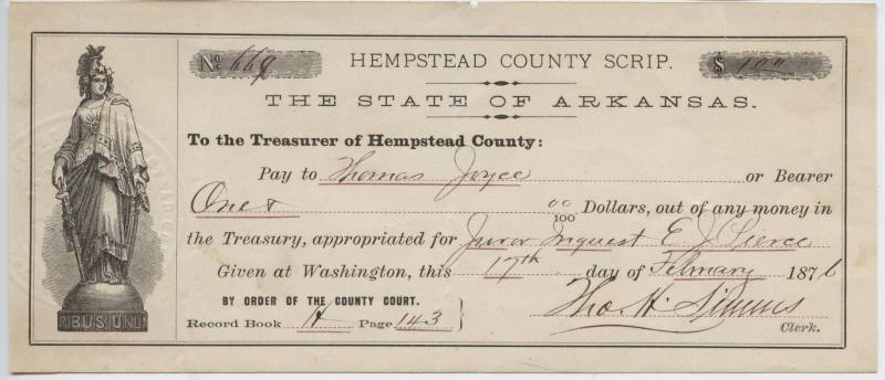 Scrip, Arkansas - Hempstead County $1 note