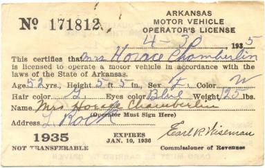 License, Driver's - Horace Chamberlain