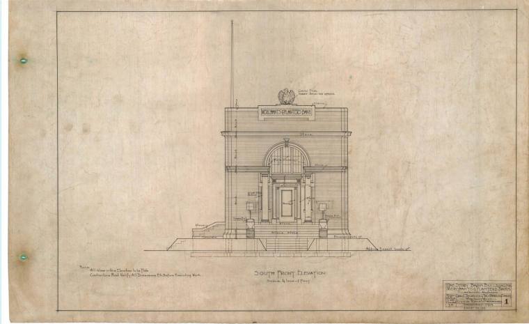 Drawing, Thompson Architectural - Merchants & Planter's Bank, Clarendon