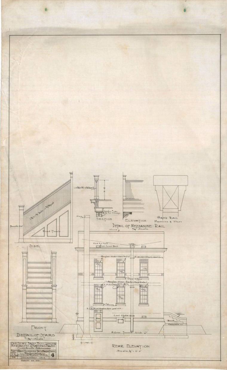 Drawing, Thompson Architectural - Merchants & Planter's Bank, Clarendon