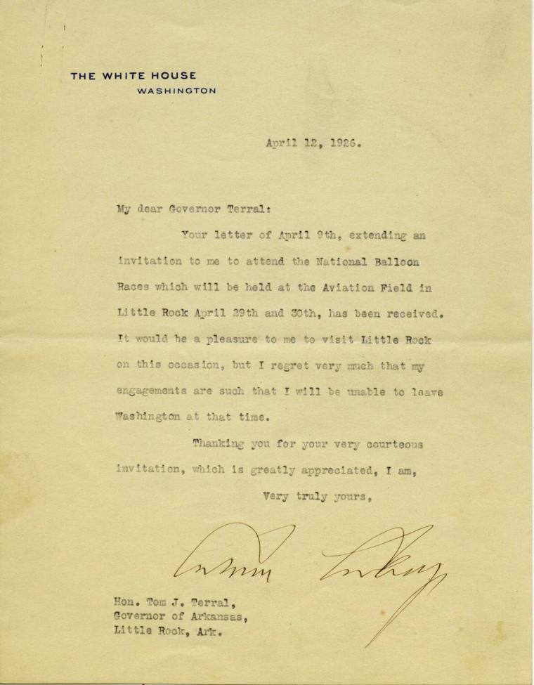 Letter, to Governor Terral