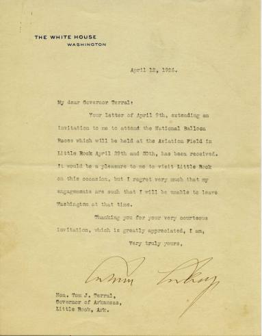 Letter, to Governor Terral