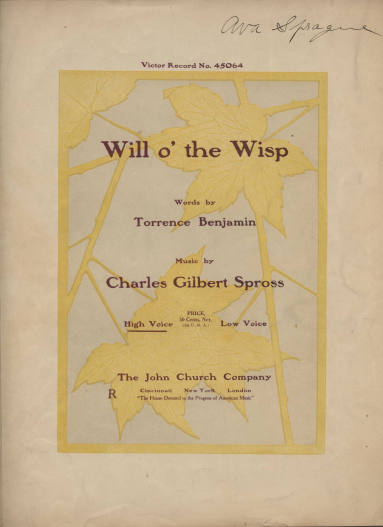 Sheet Music, "Will o' the Wisp"