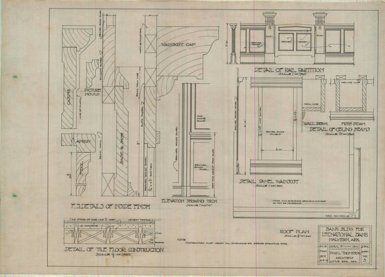 Drawing, Thompson Architectural- 1st National Bank, Malvern