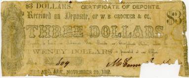 Scrip, Arkansas Confederate - $3, Des Arc