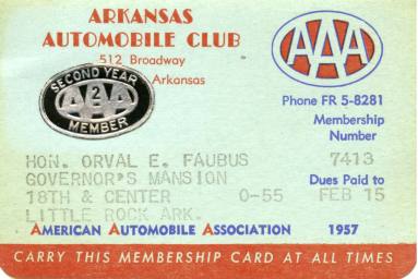 Card, Membership - Orval Faubus