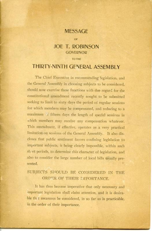 Speech, Legislative - Joe T. Robinson