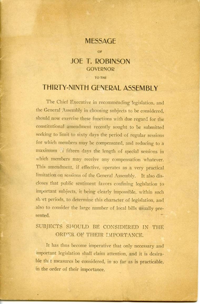 Speech, Legislative - Joe T. Robinson