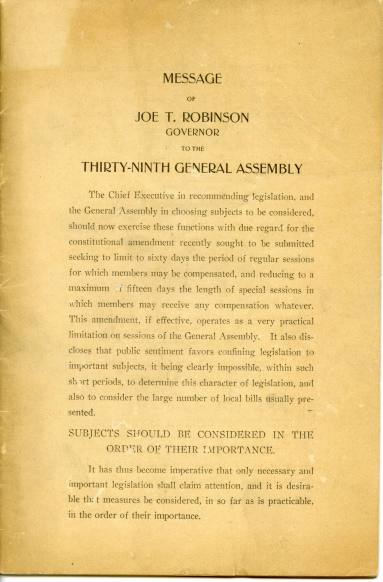 Speech, Legislative - Joe T. Robinson