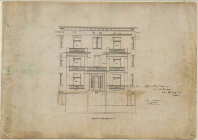 Drawing, Thompson Architectural - M.C. Tombler, Hot Springs, Arkansas