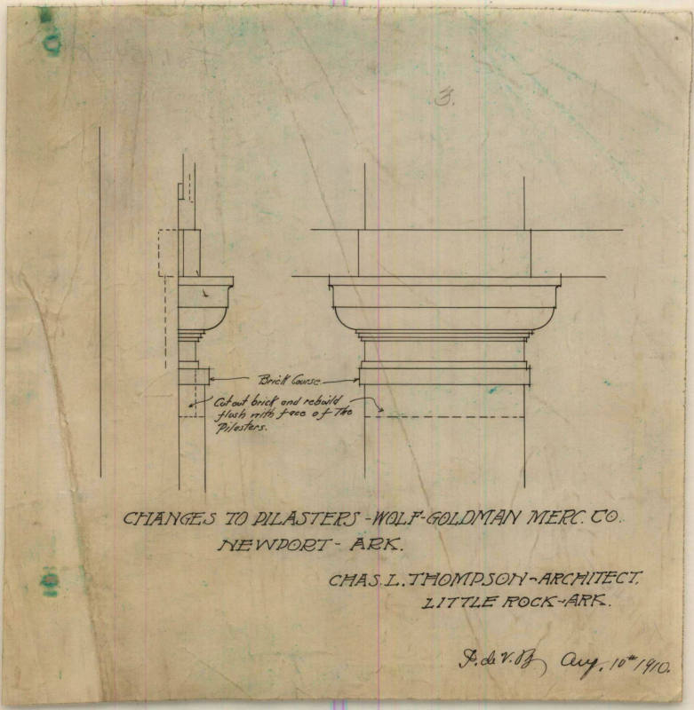 Drawing, Thompson Architectural - Wolff-Goldman (store), Newport, Arkansas