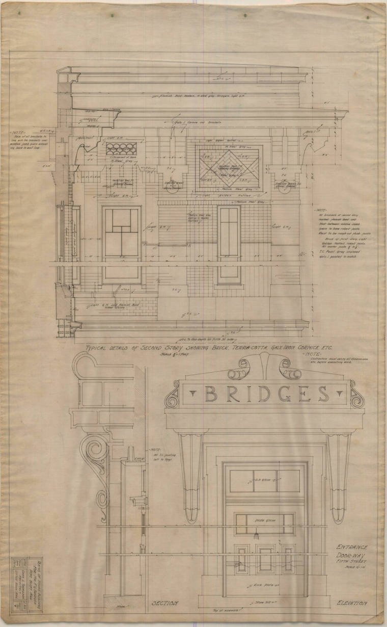 Drawing, Thompson Architectural - F.G. Bridges (store), Pine Bluff, Arkansas