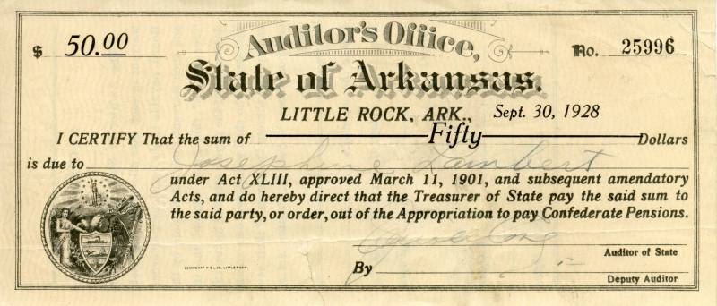 Scrip, State of Arkansas $50 Note