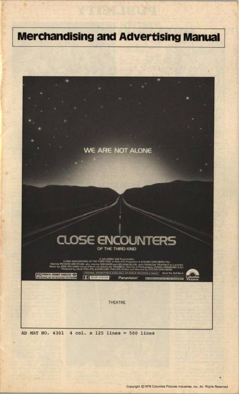Press Book, "Close Encounters of the Third Kind" starring Melinda Dillon