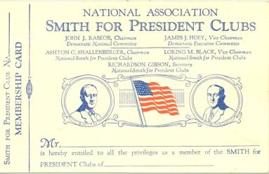 Card, Membership - Smith For President Clubs