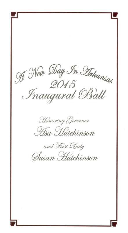 Program, Inaugural Ball - Governor Asa Hutchinson