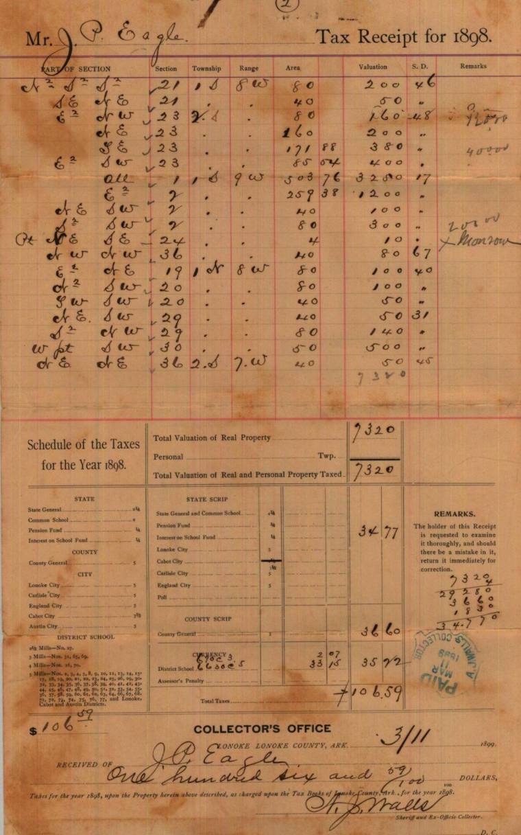 Receipt, Tax - Governor James P. Eagle