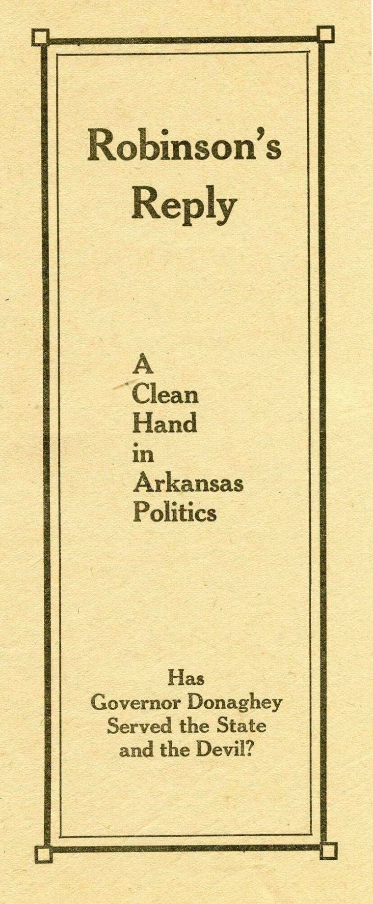 Political Pamphlet with Envelope, Joe T. Robinson
