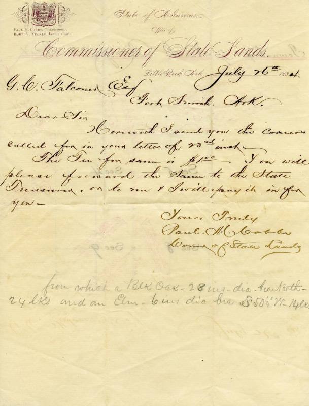 Letter, Commissioner of State Lands - Paul M. Cobbs