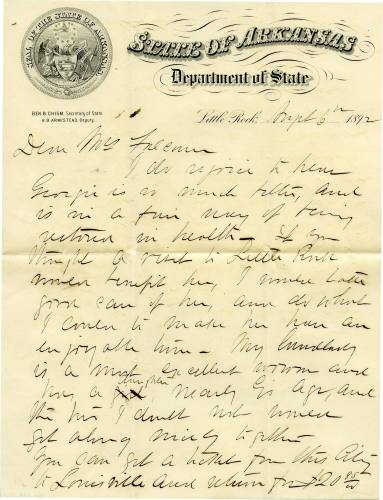 Letter, Arkansas Department of State