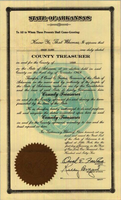 Certificate - Logan County Treasurer Election