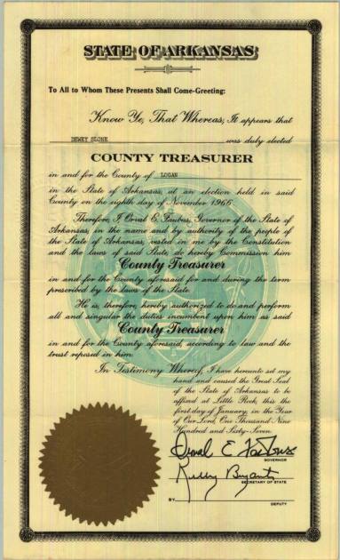 Certificate - Logan County Treasurer Election
