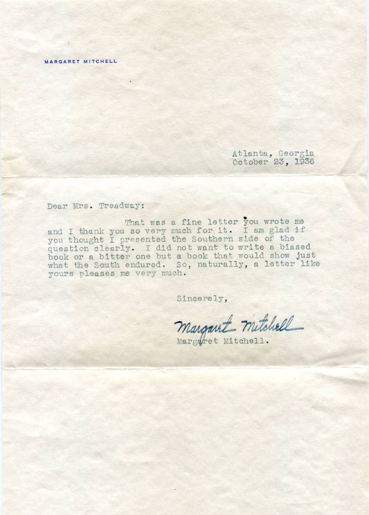 Letter, Margaret Mitchell - Martineau Family