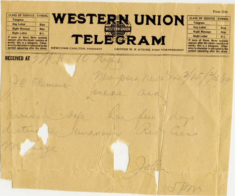 Telegram - World War I