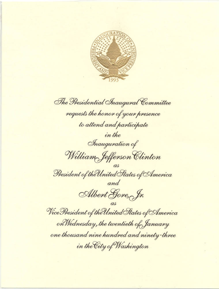 Invitation, Inauguration - President Bill Clinton