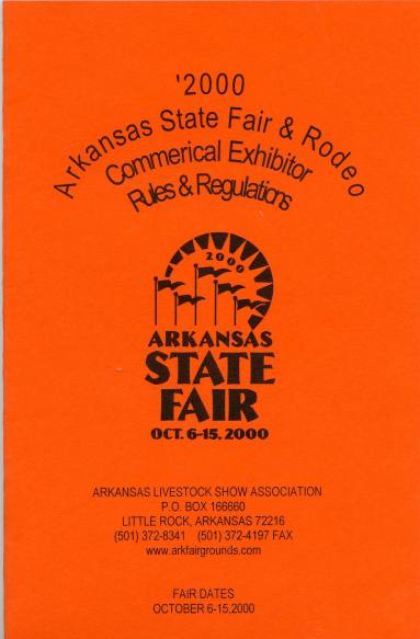 Booklet, Arkansas State Fair & Rodeo Commercial Exhibitors Rules and Regulations