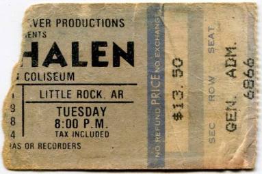 Ticket Stub, Van Halen - Barton Coliseum