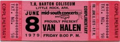 Complimentary Ticket, Van Halen - Barton Coliseum