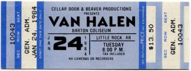 Ticket, Van Halen - Barton Coliseum