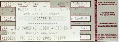 Ticket, Master P - Barton Coliseum