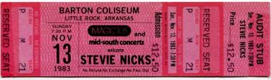 Ticket, Stevie Nicks - Barton Coliseum