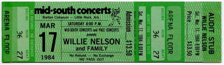 Ticket, Willie Nelson and Family - Barton Coliseum